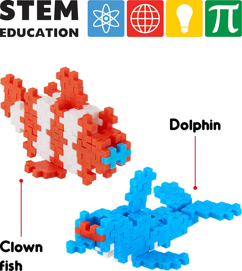 Fixi Bricks Aqua Tube 1 - Dolphin and Clown fish - With 120 pcs, Detailed Assembly Instructions and Storage Tube - Small Parts (Age 6-99 yrs)