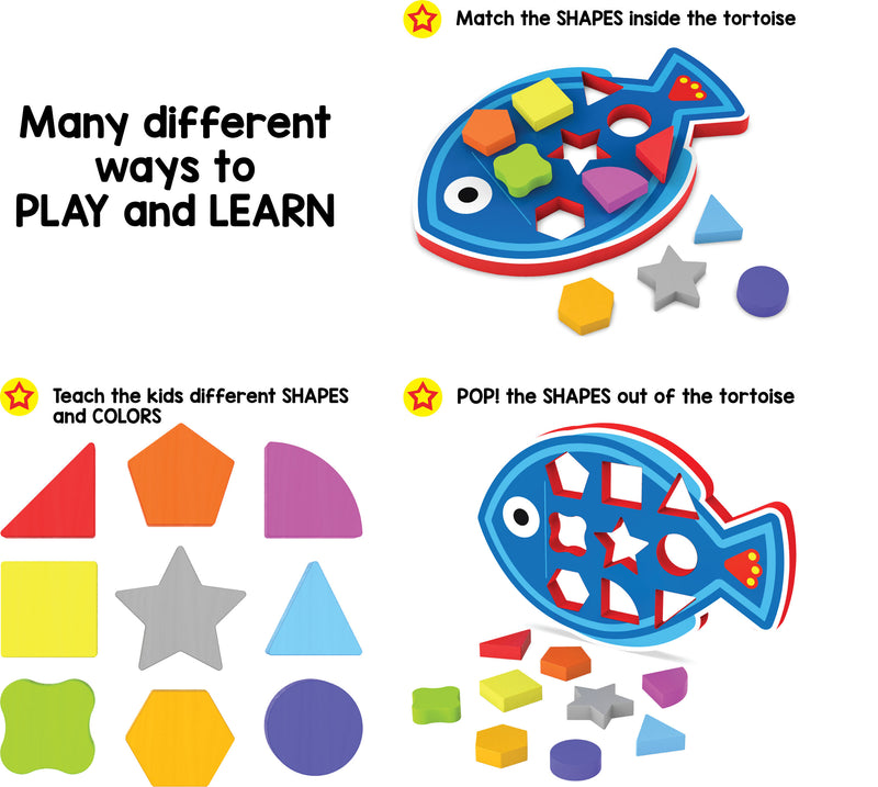 My First Shapes : Fish. A fun introduction to SHAPES and COLORS. Early skill development like Motor skills, Hand-eye coordination, Color and Shape recognition. (Age 2+)