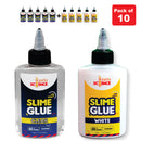 Slime and Craft 5 Bottle White School Glue + 5 Bottle Clear Glue (Pack of 10 Bottles,100 ml Each)