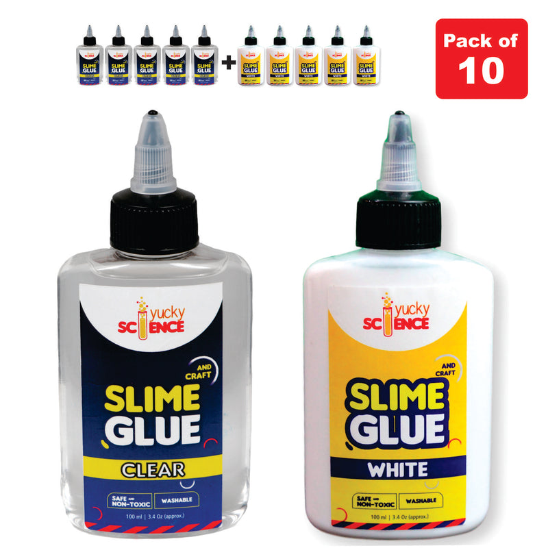 Slime and Craft 5 Bottle White School Glue + 5 Bottle Clear Glue (Pack