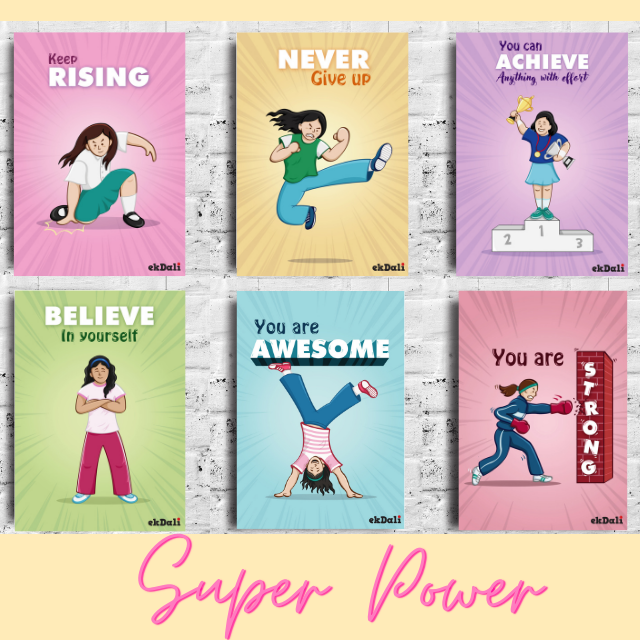 Super Power Girls  motivational posters for Girls ( Set of 6)