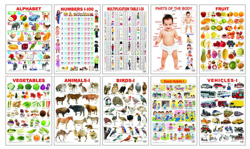 Pre-School Chart pack (10 Titles) : Reference Educational Wall Chart by Dreamland Publications
