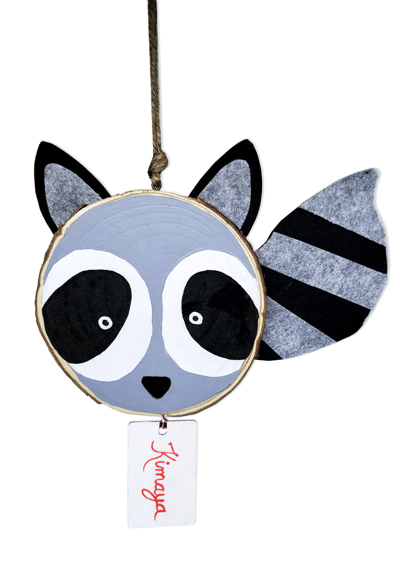 RACCOON WOOD SLICE ORNAMENT(Personalization Available )