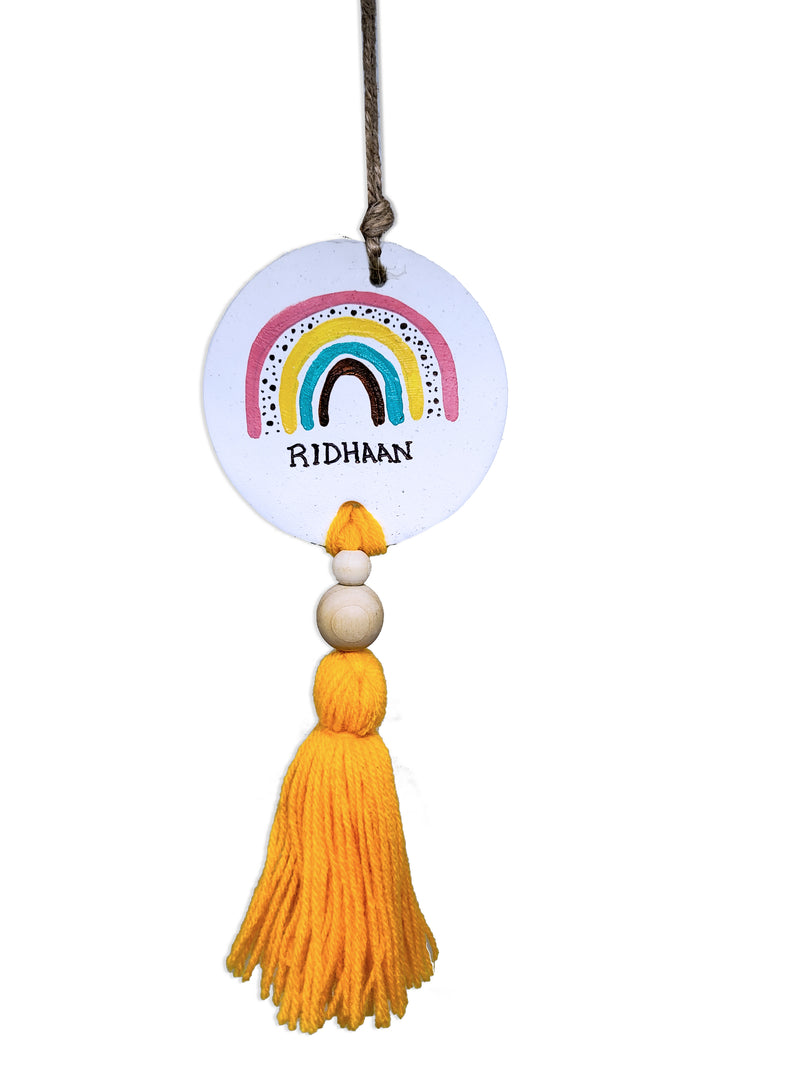 RAINBOW BAUBLE WITH TASSEL ORNAMENT - RECYCLED PAPER CLAY