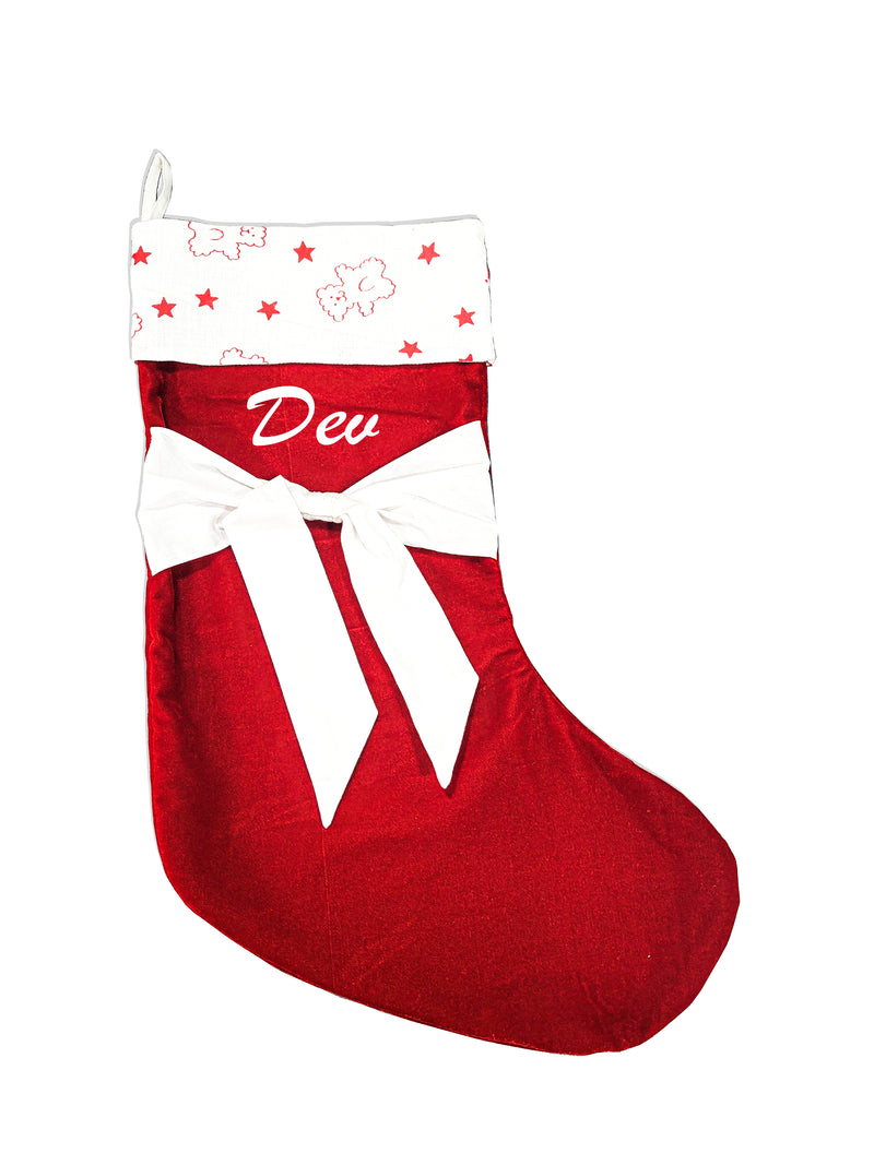 RED GLANCE WITH BOW STOCKING (Personalization Available )