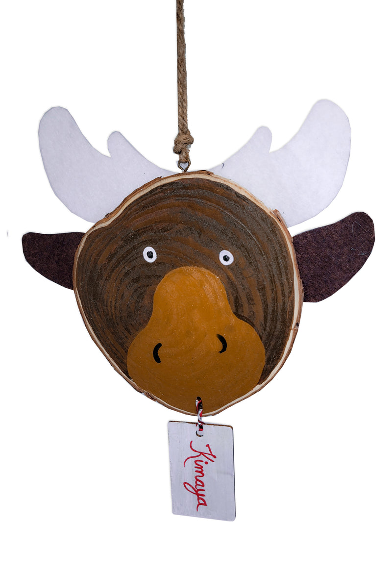 REINDEER WOOD  SLICE ORNAMENT (Personalization Available )