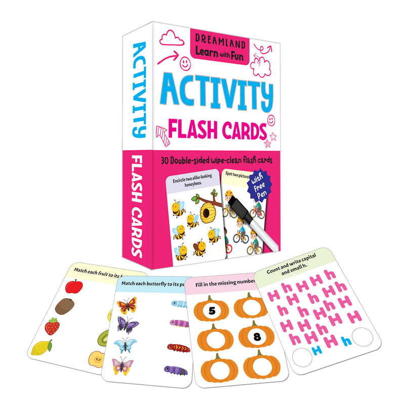 Flash Cards Activity - 30 Double Sided Wipe Clean Flash Cards for Kids (With Free Pen) : Early Learning Children Book By Dreamland Publications 9789388416047