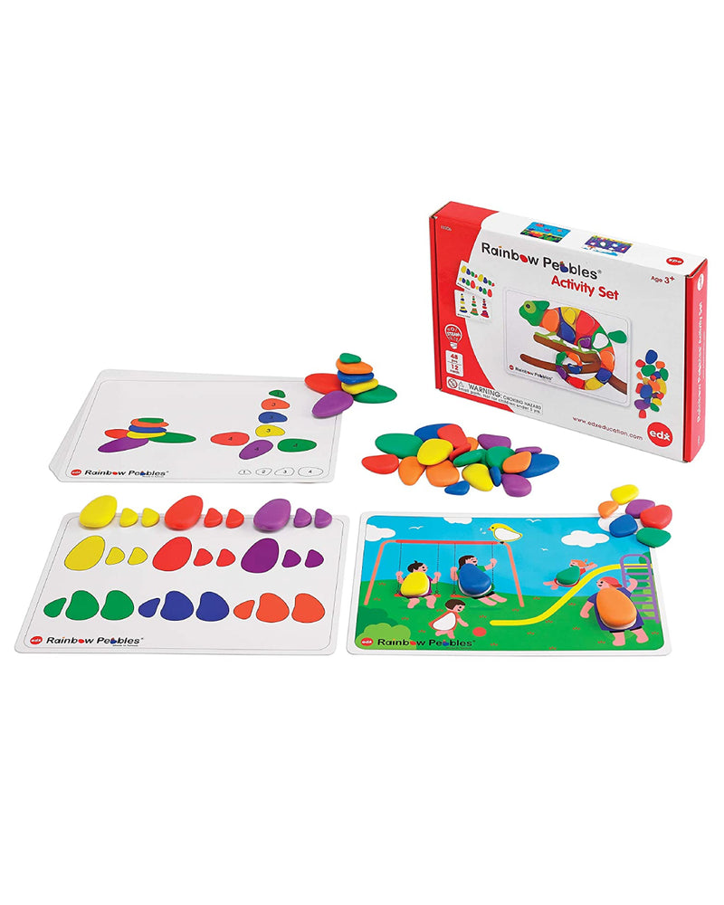 Rainbow Pebbles Activity Set (48 pebbles, 12 double-sided A4 size Activity cards)