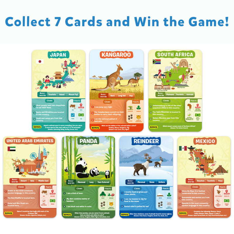 Skillmatics Card Game : Guess in 10 Animals & Countries Combo | Gifts for 6 Year Old's and Up | Super Fun for Travel & Family Game Night | 100 Game Cards for Kid