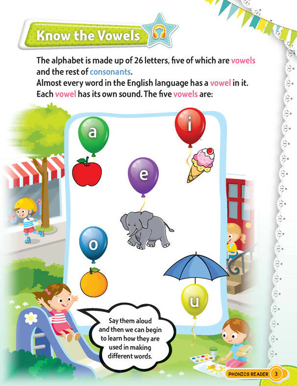 Phonics Reader- 2 (Short and Long Vowel Sounds) Age 5+ : Early Learning Children Book By Dreamland Publications