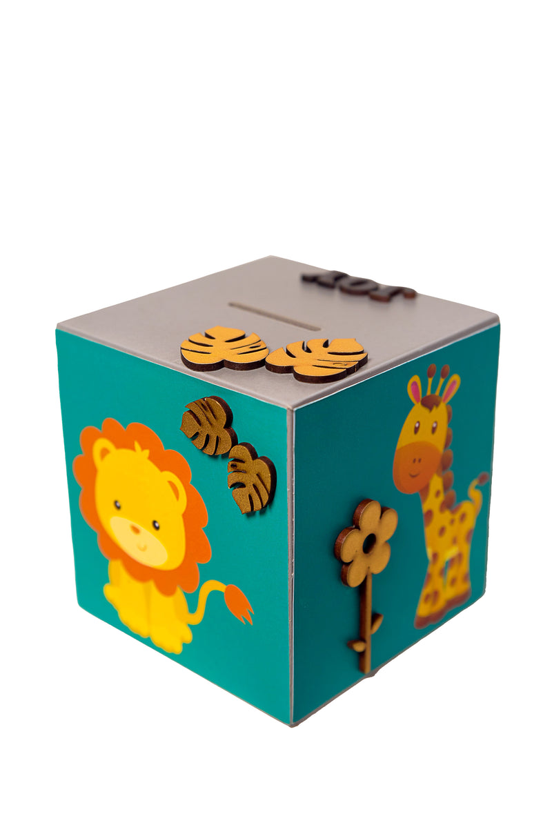 Doxbox Jungle Safari Theme Piggy Bank  ( Personalization Available)