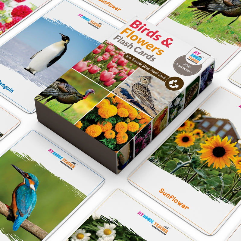 FLOWERS AND BIRDS 48 FLASHCARDS SET