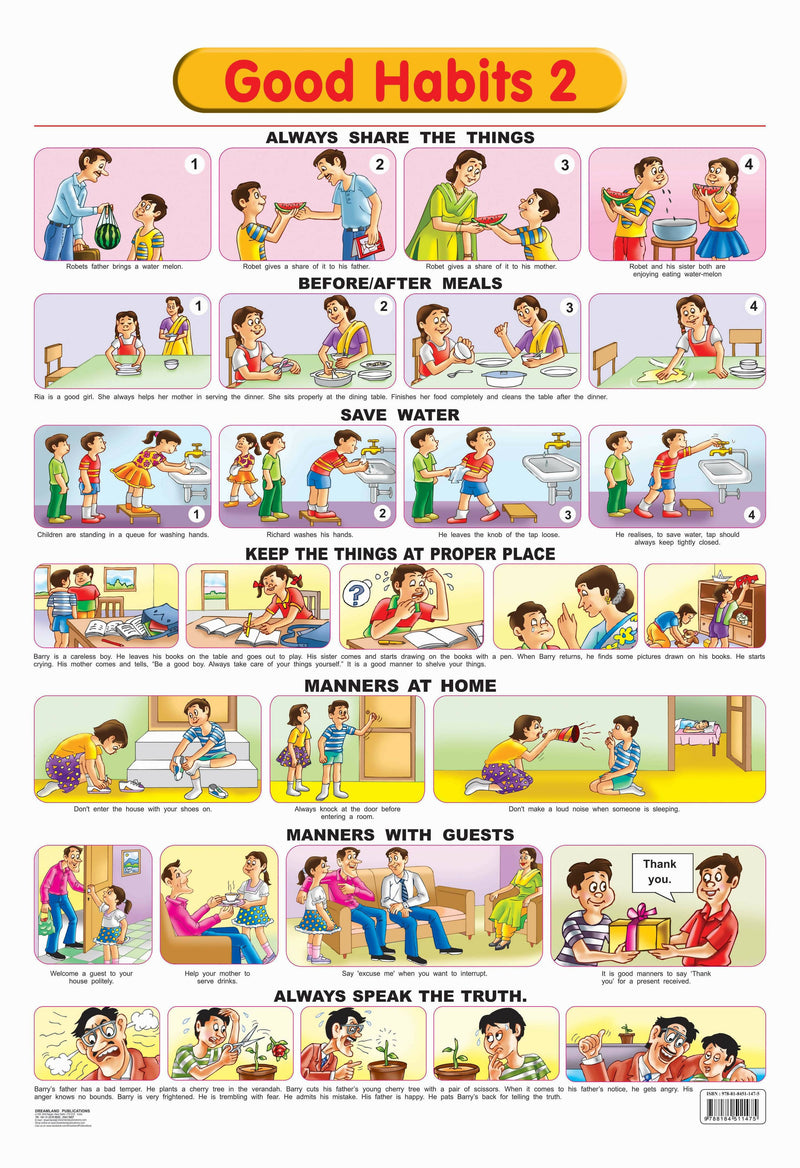 Good Habits - 2 : Reference Educational Wall Chart By Dreamland Publications 9788184511475