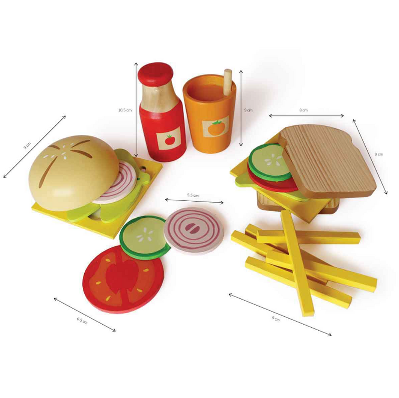 Sandwich and Burger Wooden Set