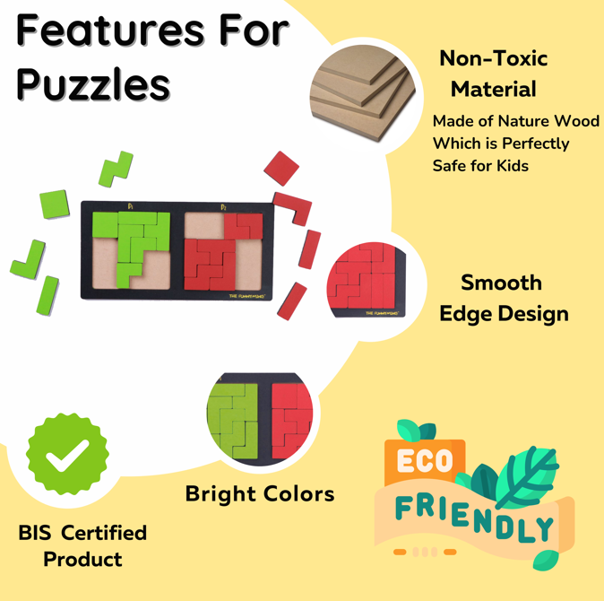 The Funny Mind Wooden 3D Matrix Kiddo Pattern Puzzle Board| Geometric Tangram Jigsaw Puzzle |Multicolor Building Blocks Educational Game for Montessori, Nursery and Pre Schools Kids and Toddlers