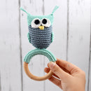Owl Crochet Rattle - Sea Green