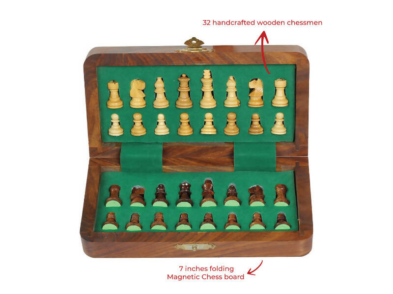 Desi Toys Handcrafted Foldable Magnetic Chess Board Set / Chumbak Satranj 7 inches
