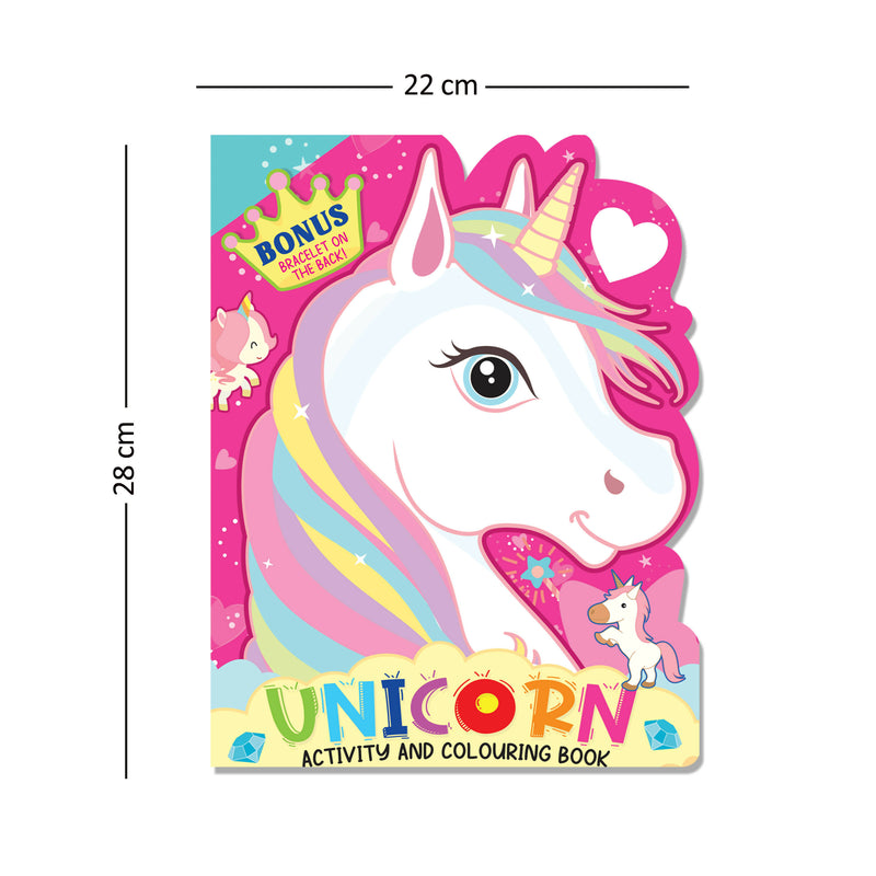 Unicorn Activity and Colouring Book- Die Cut Animal Shaped Book : Interactive & Activity Children Book by Dreamland Publications 9789394767577