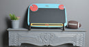 The Funny Mind Wooden Multipurpose Radio Black and Blue Chalk Board With Chalk, Duster and Stand For Kids and Adults | Doodle Board For Kids and Adults | Wooden Writing Board For Kids
