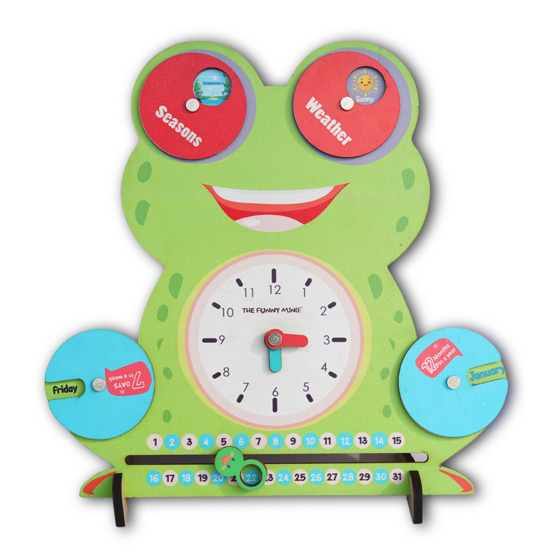 The Funny Mind 6 Activities Smiley Calendar Board Wooden Toy for Preschool Kids, Toddlers, and Babies Learning | Multiactivity Educational Toy| Montessori Activity Toy for Boys and Girls