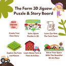 The Funny Mind 22 Pieces 3D The Farm Wooden Theme Board Jigsaw Puzzles and Make Your Own Story Educational Activities Playset Toy for Boys, Girls, Toddlers, and Preschool Kids Montessori Learning Game
