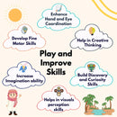 The Funny Mind 22 Pieces The Oasis Wooden Theme Board 3D Jigsaw Puzzle Create Your Own Story Educational Montessori Unique and Creative Play Toy Kit, Role Playing Games for Girls, Boys, and Toddlers