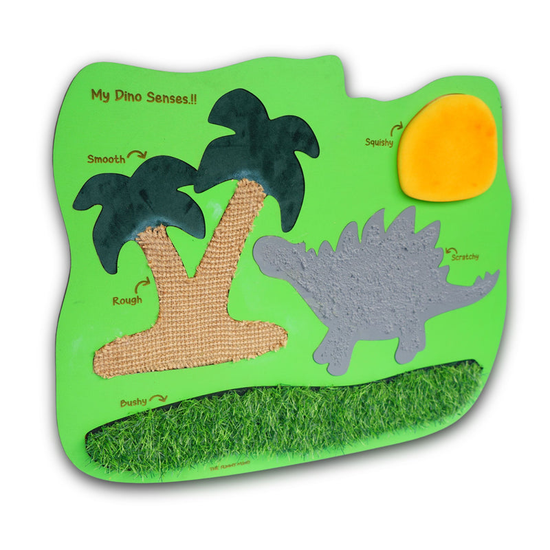 The Funny Mind Dino Sensory Wall Painting with 5 Different Sensory Touches | Pre Learning Activity Wall for Kids and Toddlers | Educational Wooden Toy for Kids-55 X 44 cm