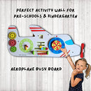 The Funny Mind 7+ Activities Aeroplane Busy Board | Wooden Toy for Kids, Baby, and Toddlers | Montessori Educational Activity Wall Panel | Sensory Toys for Kids-Colorful, Durable, Safe and Certified