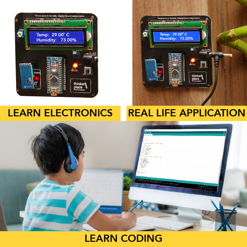 ThinkerPlace STEM Educational DIY Temperature and Humidity Display for kids to Learn Science, Coding and Electronics| Age: 8+ years| STEM learning Toys| Learning & Education Toys