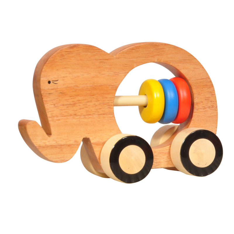 Thasvi Wooden Elephant Push Toy (6 months +) - Touch. Feel. Explore.