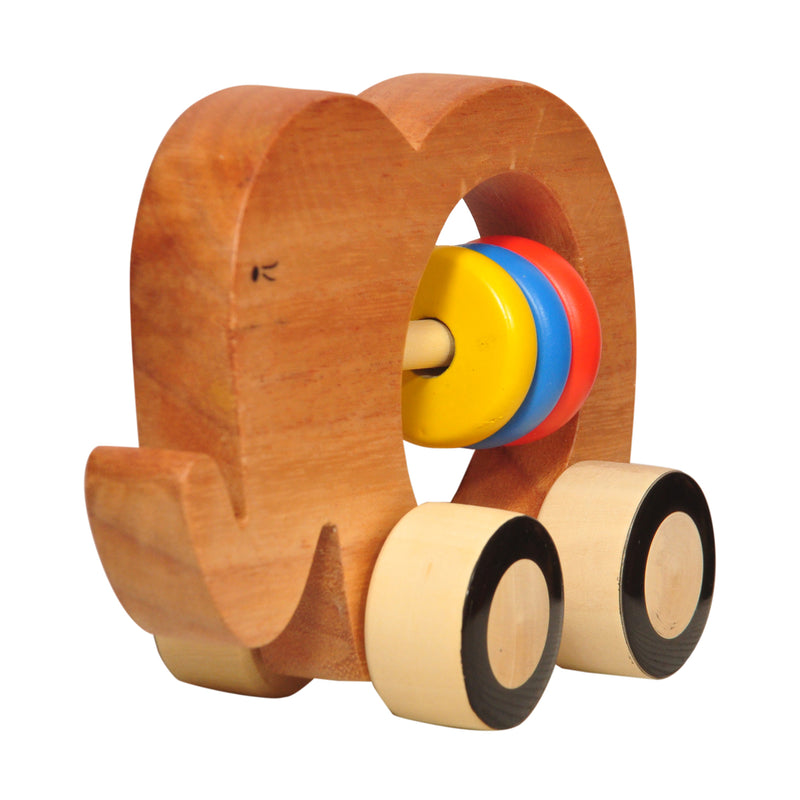 Thasvi Wooden Elephant Push Toy (6 months +) - Touch. Feel. Explore.
