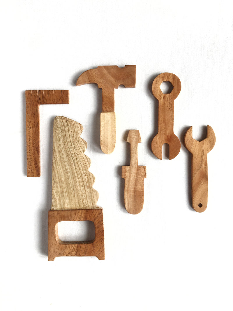 Handmade Natural Wooden Tool Set Toy