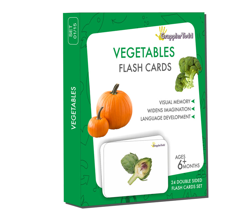 Vegetables Flash Cards |GrapplerTodd Flashcards for Kids Early Learning Flash Cards Easy and Fun Way of Learning 6 Months to 6 Years Babies