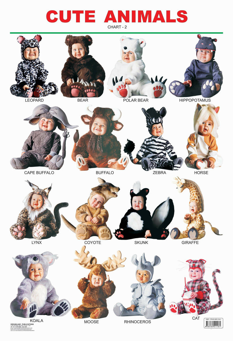 Cute Animals - 2. : Reference Educational Wall Chart By Dreamland Publications 9788184511161