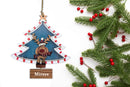 WOODEN CHRISTMAS TREE  WITH REINDEER ORNAMENT - GREEN (Personalization Available )