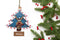 WOODEN CHRISTMAS TREE  WITH REINDEER ORNAMENT - GREEN (Personalization Available )