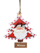 WOODEN CHRISTMAS TREE  WITH SANTA ORNAMENT - RED
