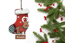 WOODEN REINDEER STOCKING ORNAMENT (Personalization Available)