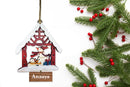 WOODEN SNOWMAN HOUSE ORNAMENT - RED(Personalization Available )