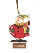 WOODEN SNOWMAN SANTA ORNAMENT (Personalization Available )