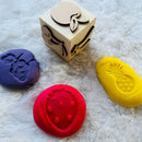 6 faced wooden dice with fruits shapes for kids