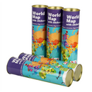 Combo Pack for Return Gifts - 5 Pieces of World Map Activity Kit with Reusable Stickers of flags, currencies & more