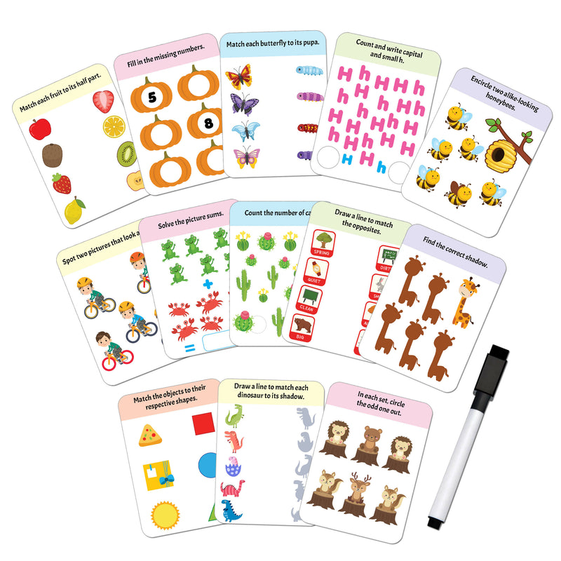 Flash Cards Activity - 30 Double Sided Wipe Clean Flash Cards for Kids (With Free Pen) : Early Learning Children Book By Dreamland Publications 9789388416047