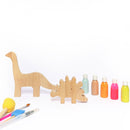 Playbox DIY Kit-Dino Set of 2- 2 Wooden Dinosaurs, 5 Color Bottles, 1 Paint Brush, 3 Sponge Brush with different size