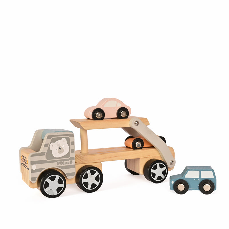 Playbox Car Carrier Truck and Cars Wooden Toy Set With 1 Carrier Truck and 3 Cars