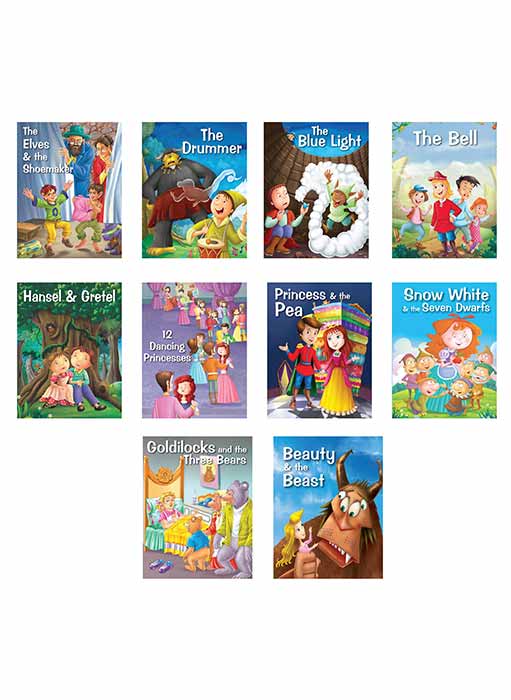 Set of 10 Grimm's Tales Picture Story Books for 3+ Year Old Children