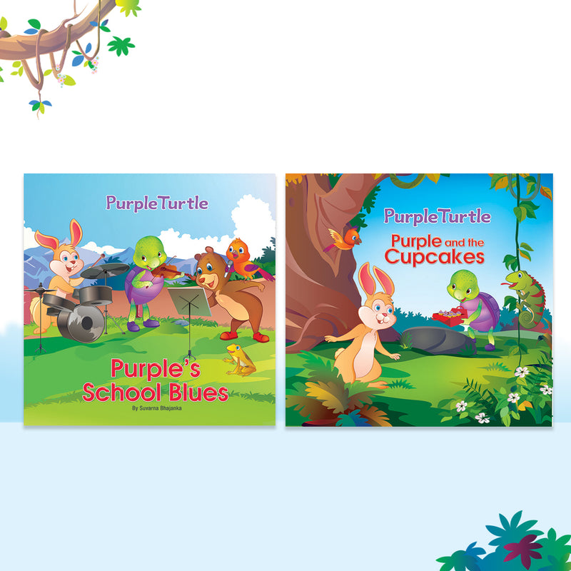 Story Books for Kids (Set of 2 Books) Purple's School Blues, Purple and the cupcakes