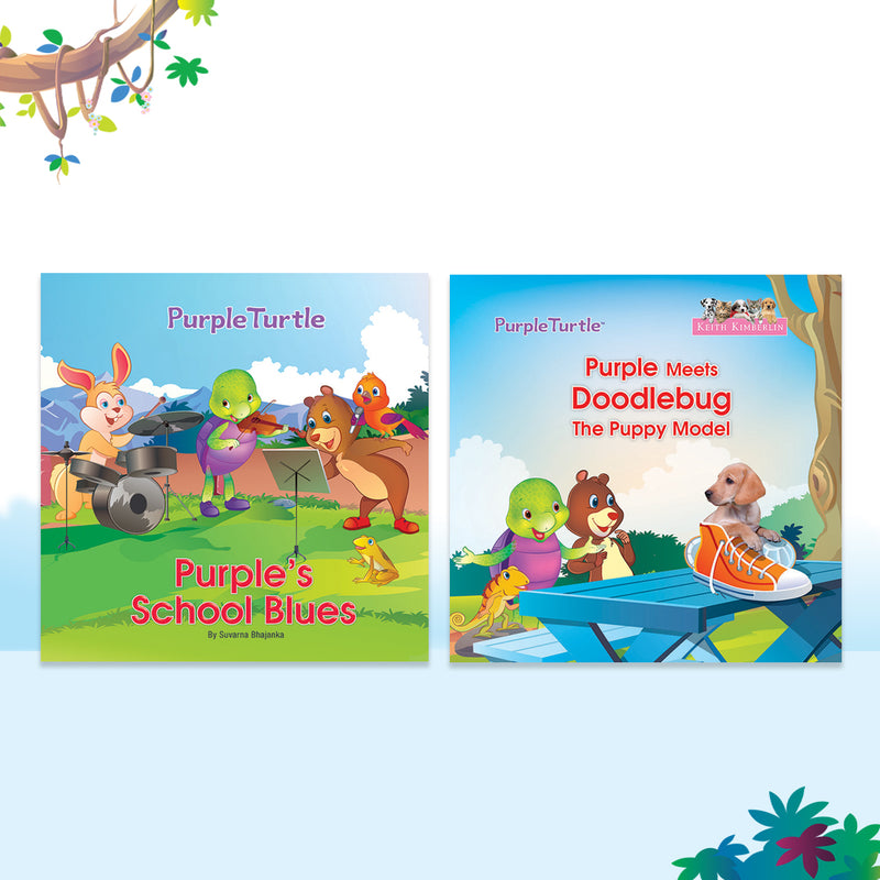 Story Books for Kids (Set of 2 Books) Purple's School Blues, Purple Meets Doodlebug, the Puppy Model