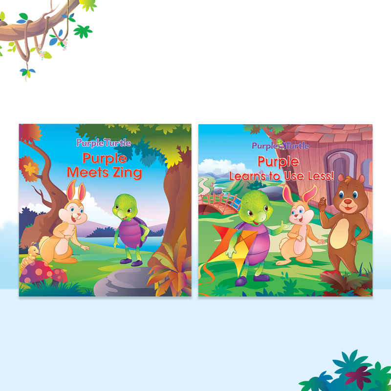 Story Books for Kids (Set of 2 Books) Purple Meets Zing, Learn to Use Less