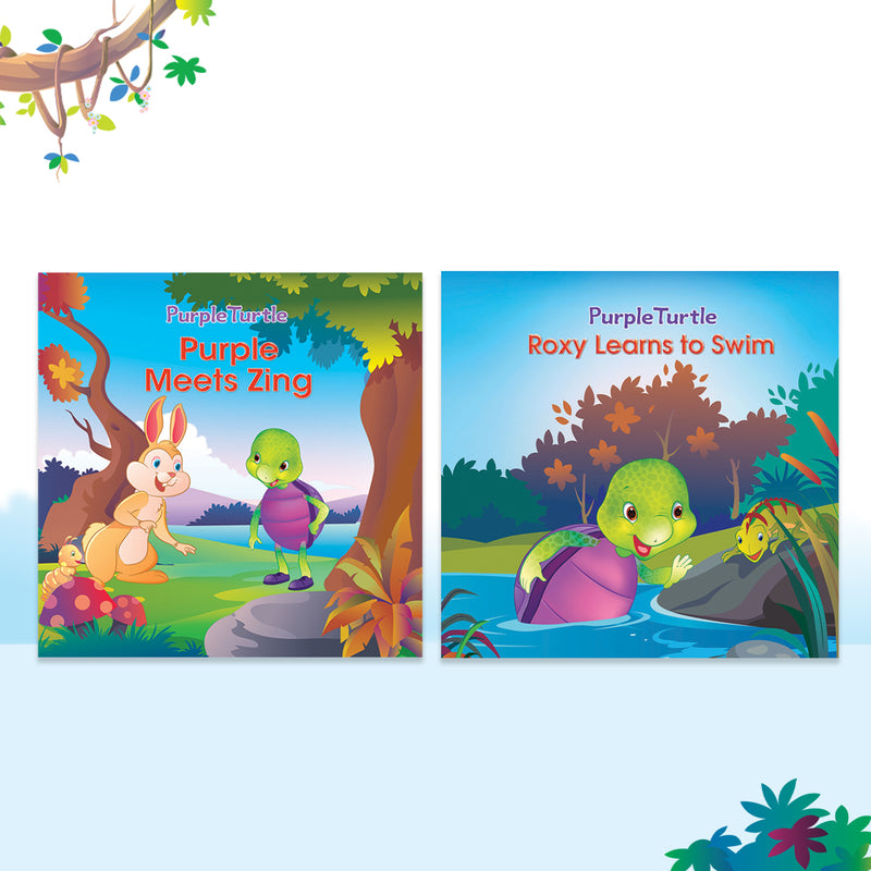 Story Books for Kids (Set of 2 Books) Purple Meets Zing, Roxy Learns to Swim